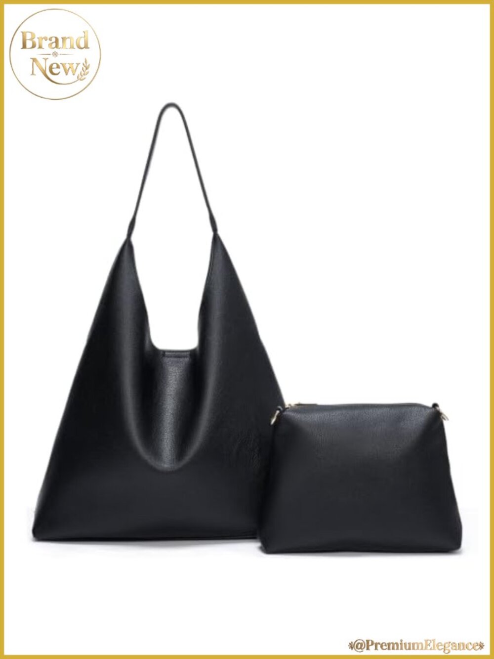 Hobo Bags for Women 2 Pc Vegan Leather Slouchy Tote with Pouch